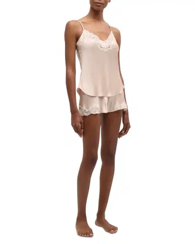 Christine Lingerie Bijoux Short Lace-Trim Silk Pajama Set | Thumbnail 1