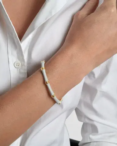Anabel Aram Jewelry Bamboo Enameled Hinged Bangle | Thumbnail 1