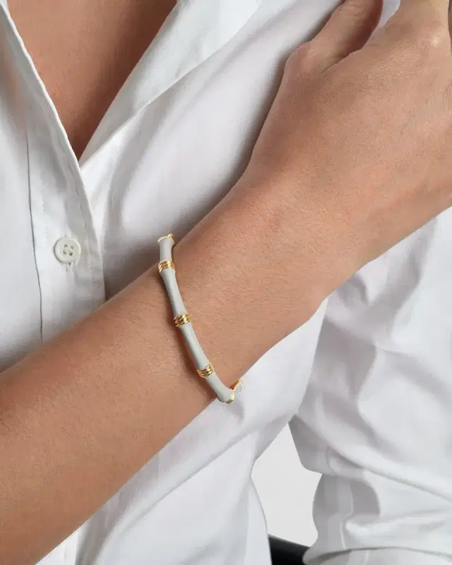 Bamboo Enameled Hinged Bangle
