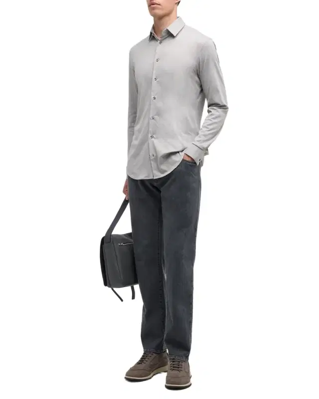 Giorgio Armani Men 's Solid Cotton Stretch Sport Shirt