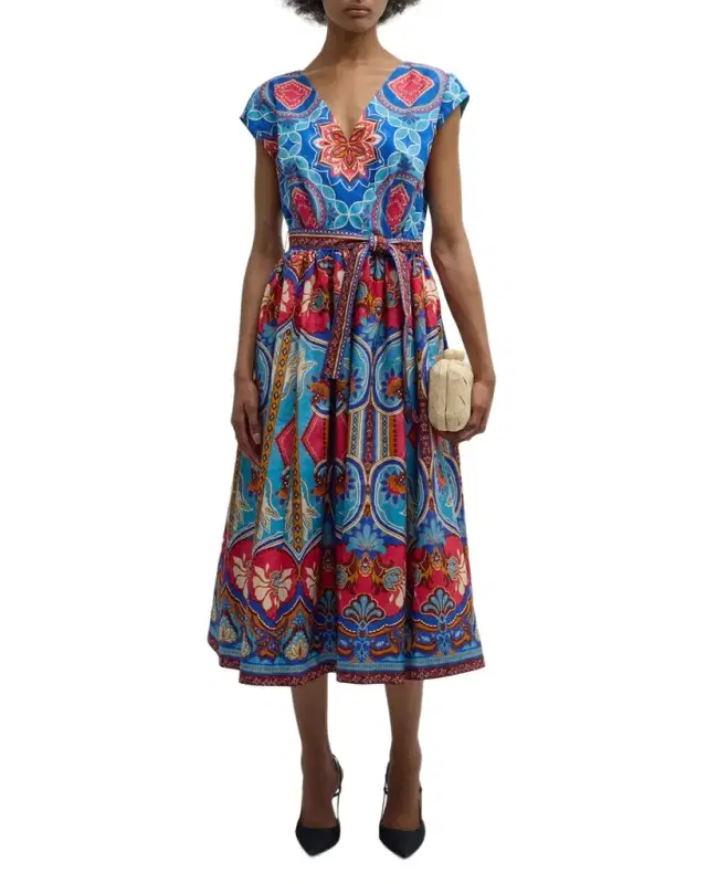 Elie Tahari The Adeline Floral-Print Cotton Midi Dress