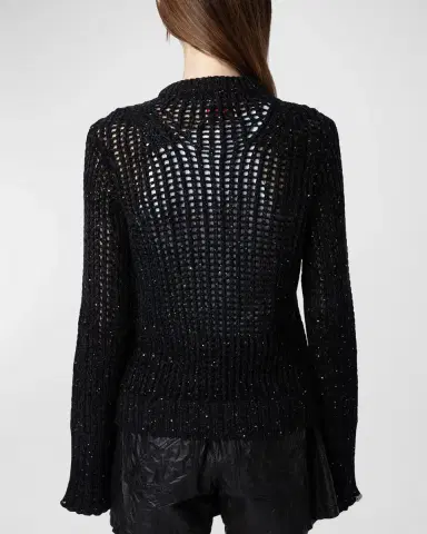 Zadig & Voltaire Halty Metallic Open-Knit Cashmere Pullover | Thumbnail 2 Zadig & Voltaire Halty Metallic Open-Knit Cashmere Pullover | Thumbnail 2
