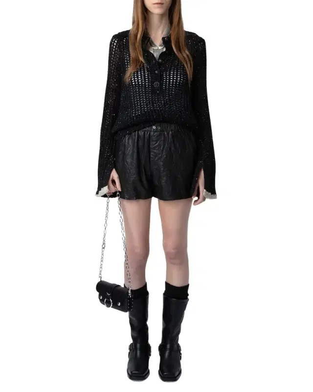 Zadig & Voltaire Halty Metallic Open-Knit Cashmere Pullover