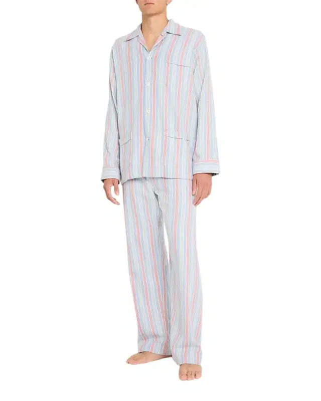 Men 's Kelburn Cotton Stripe Long Pajama Set
