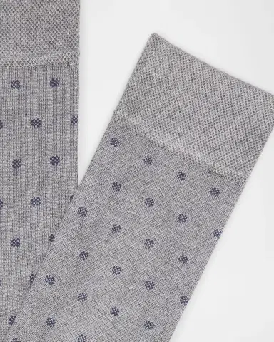 Marcoliani Men's Modal Cashmere Micro Polka Mid-Calf Socks | Thumbnail 2