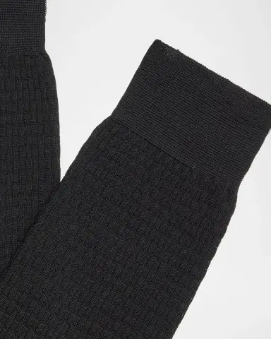 Brioni Men 's Trama Stitch Cotton Crew Socks | Thumbnail 1