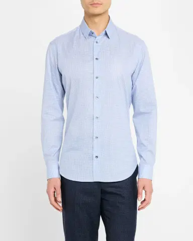 Giorgio Armani Men's Anemoi Micro-Grid Sport Shirt | Thumbnail 3