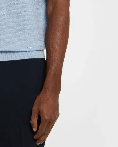 Emporio Armani Men 's Textured Wool Short-Sleeve Crewneck Sweater | Thumbnail 4