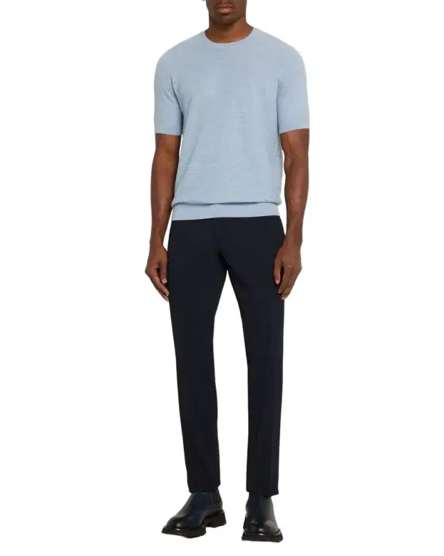 Men 's Textured Wool Short-Sleeve Crewneck Sweater