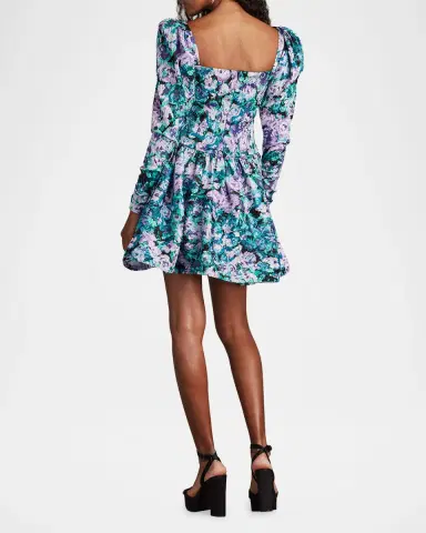 Sho by Tadashi Shoji Crinkled Floral-Print Jacquard Mini Dress | Thumbnail 2 Sho by Tadashi Shoji Crinkled Floral-Print Jacquard Mini Dress | Thumbnail 2