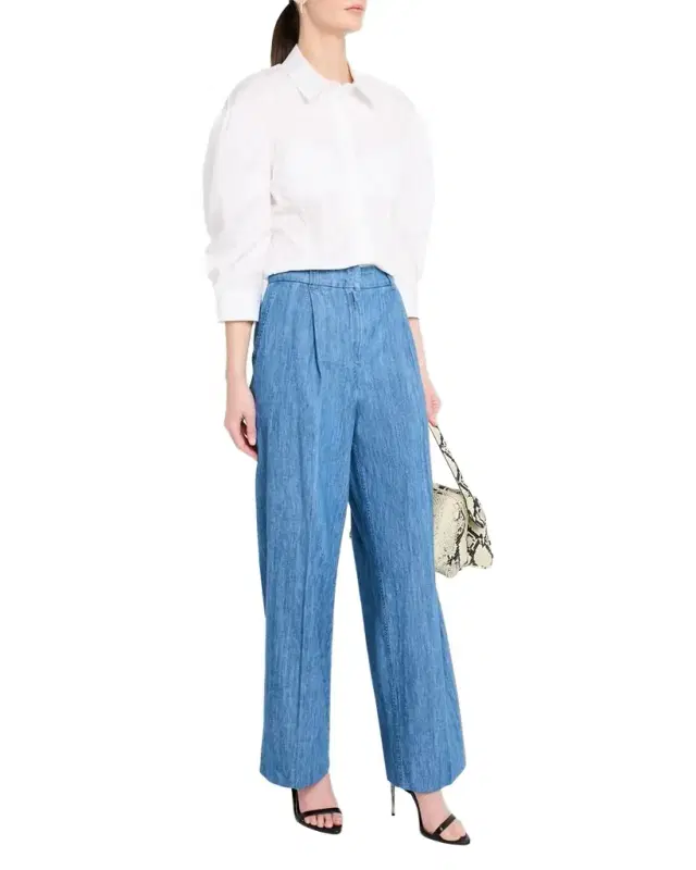 Chambray Wide Leg Pants