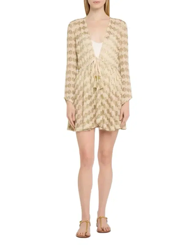 Arrika Metallic Crochet Sun Dress Coverup