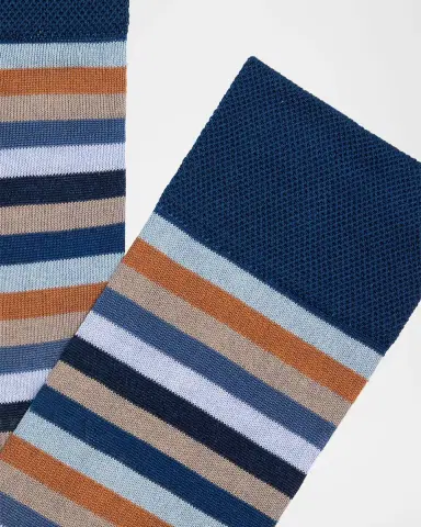 Marcoliani Men's Stripe Mid-Calf Socks | Thumbnail 1