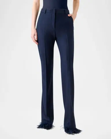 Akris Marilyn Wool Stretch Flannel Bootcut-Leg Ankle Pants | Thumbnail 3