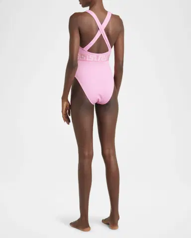 Versace Greca Border Cutout One-Piece Swimsuit | Thumbnail 2 Versace Greca Border Cutout One-Piece Swimsuit | Thumbnail 2