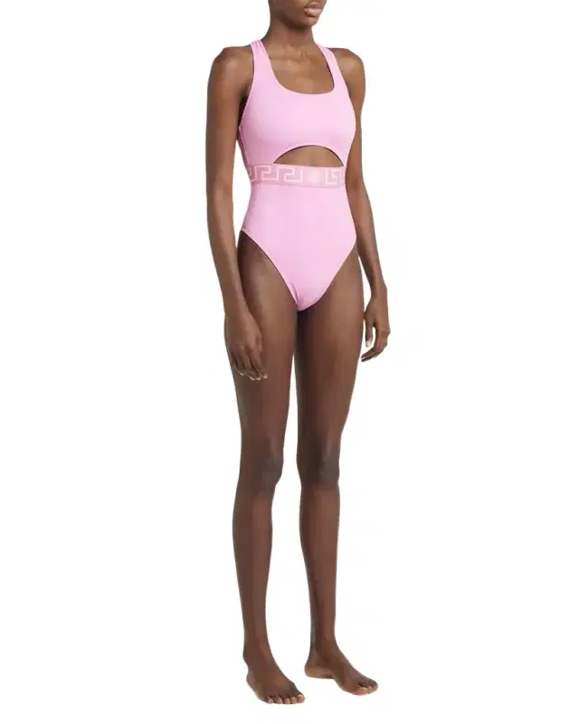 Greca Border Cutout One-Piece Swimsuit