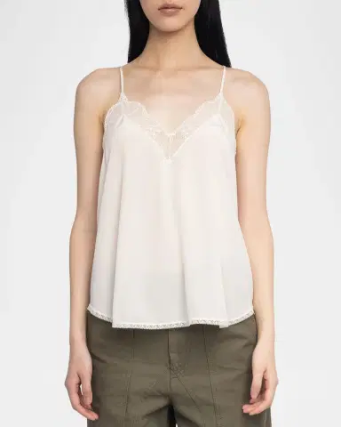 Zadig & Voltaire Christy Lace-Trim Crepe de Chine Cami | Thumbnail 3