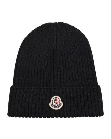 Moncler Boy's Logo Ribbed Wool Beanie | Thumbnail 1