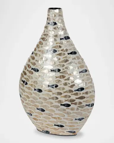 Park Hill Collection Capraia Coast Capiz Fish Mosaic Vessel | Thumbnail 2