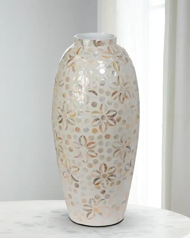 Park Hill Collection Capraia Coast Large Floral Mother-of-Pearl Vase