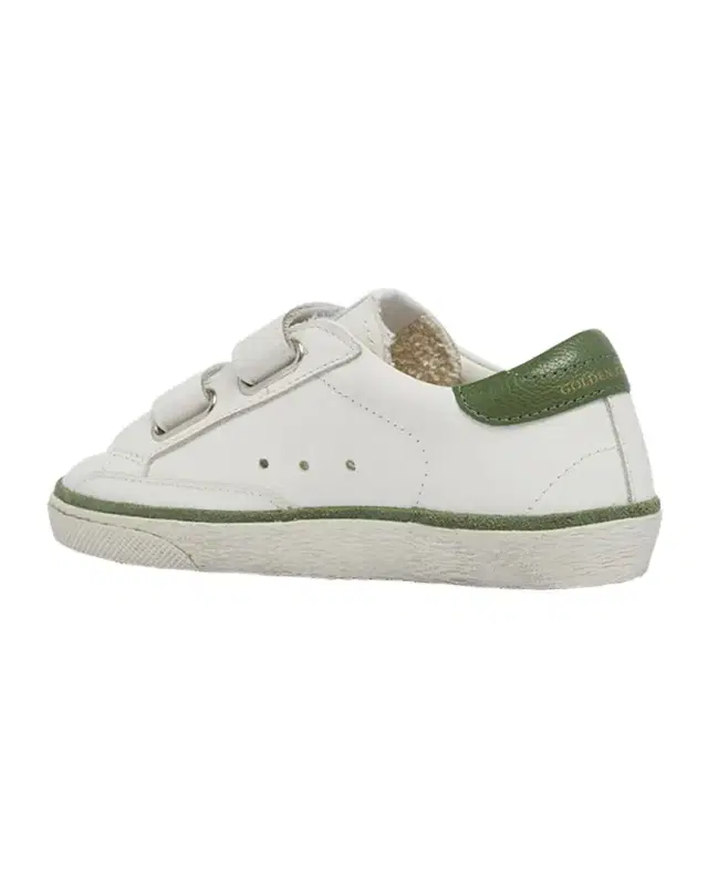 Boy 's Old School Leather Double Grip-Strap Sneakers