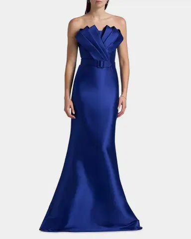 Badgley Mischka Strapless Origami Trumpet Gown | Thumbnail 2 Badgley Mischka Strapless Origami Trumpet Gown | Thumbnail 2