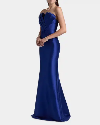 Badgley Mischka Strapless Origami Trumpet Gown | Thumbnail 3 Badgley Mischka Strapless Origami Trumpet Gown | Thumbnail 3