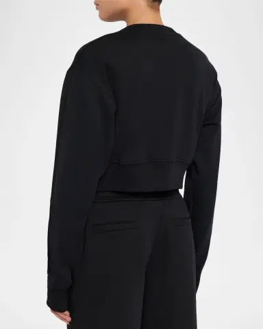 Balmain Logo Crop Crewneck Sweatshirt | Thumbnail 2