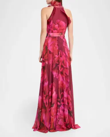 Rickie Freeman for Teri Jon Chiffon Floral Organza Halter Gown | Thumbnail 2 Rickie Freeman for Teri Jon Chiffon Floral Organza Halter Gown | Thumbnail 2