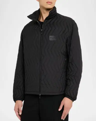 Emporio Armani Men's Chevron Quilted Padded Down Jacket | Thumbnail 3