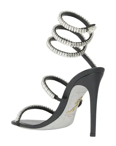 René Caovilla 105mm Cleo Leather Baguette Crystal Sandals | Thumbnail 1 René Caovilla 105mm Cleo Leather Baguette Crystal Sandals | Thumbnail 1