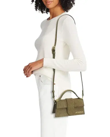 Jacquemus The Bambino Herringbone Suede Top-Handle Bag | Thumbnail 1 Jacquemus The Bambino Herringbone Suede Top-Handle Bag | Thumbnail 1