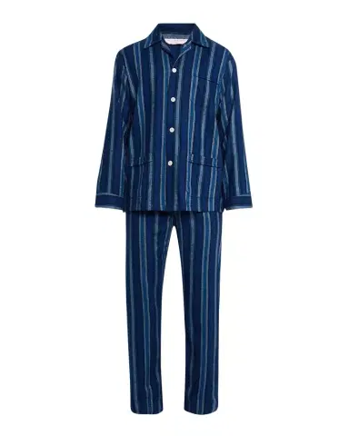 Derek Rose Men's Kleburn Stripe Flannel Long Pajama Set | Thumbnail 1 Derek Rose Men's Kleburn Stripe Flannel Long Pajama Set | Thumbnail 1