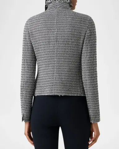 Akris punto Salt And Pepper Tweed Fringed Moto Jacket | Thumbnail 2 Akris punto Salt And Pepper Tweed Fringed Moto Jacket | Thumbnail 2
