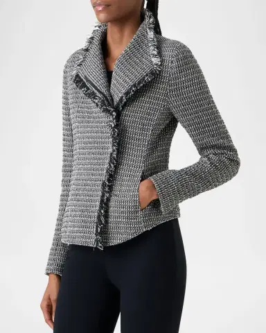 Akris punto Salt And Pepper Tweed Fringed Moto Jacket | Thumbnail 3 Akris punto Salt And Pepper Tweed Fringed Moto Jacket | Thumbnail 3