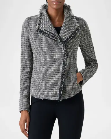 Akris punto Salt And Pepper Tweed Fringed Moto Jacket | Thumbnail 5 Akris punto Salt And Pepper Tweed Fringed Moto Jacket | Thumbnail 5