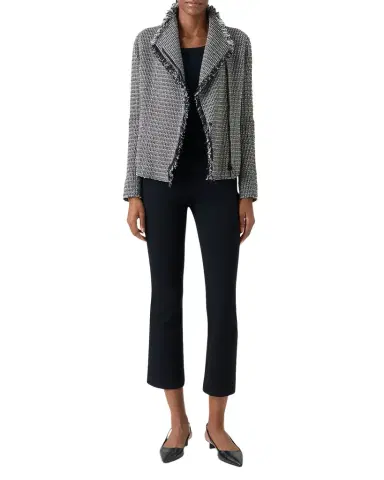 Akris punto Salt And Pepper Tweed Fringed Moto Jacket | Thumbnail 1 Akris punto Salt And Pepper Tweed Fringed Moto Jacket | Thumbnail 1