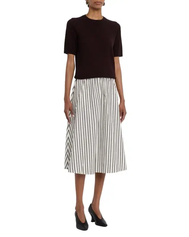 Striped Cotton Midi Circle Skirt