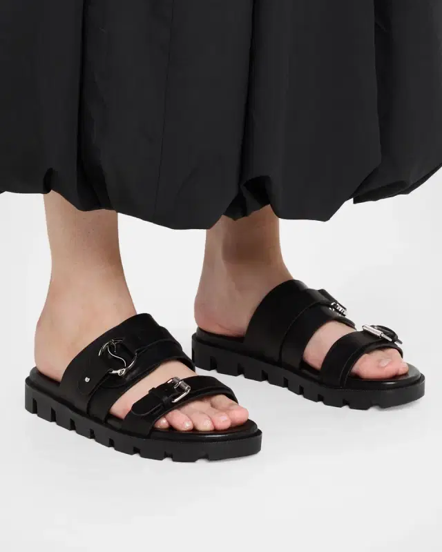 Christian Louboutin Her in Roma Leather Lug-Sole Slides