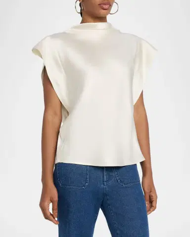 TANYA TAYLOR Adrien Draped Satin Top | Thumbnail 3 TANYA TAYLOR Adrien Draped Satin Top | Thumbnail 3