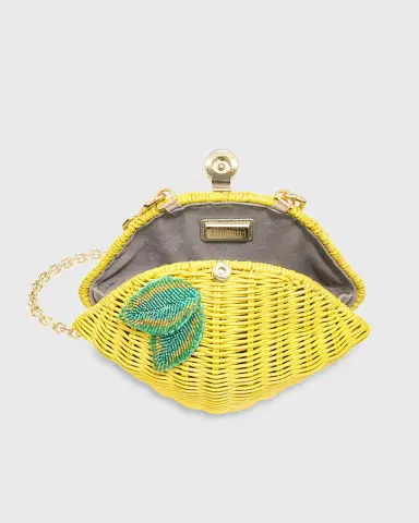 Judith Leiber Couture Lemon Basket-Weave Rattan Clutch Bag | Thumbnail 2 Judith Leiber Couture Lemon Basket-Weave Rattan Clutch Bag | Thumbnail 2