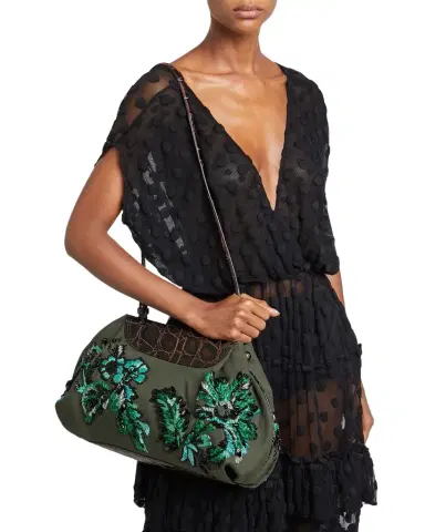 Dries Van Noten Medium Beaded Cotton Clutch Bag | Thumbnail 1 Dries Van Noten Medium Beaded Cotton Clutch Bag | Thumbnail 1