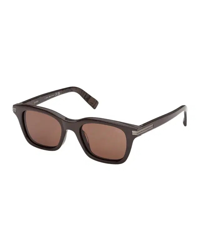 ZEGNA Men 's Acetate Rectangle Sunglasses