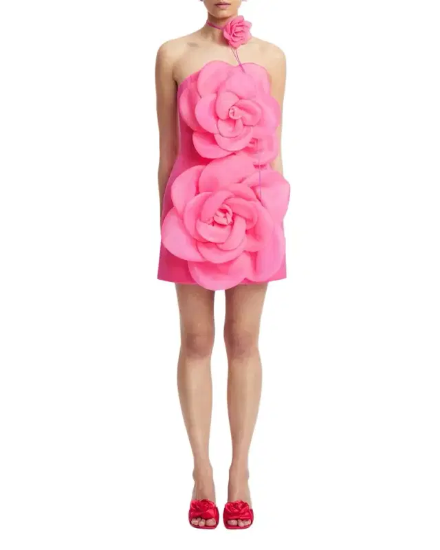 Floret Strapless Floral Applique Mini Dress