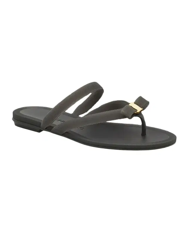 Ferragamo Jealsa Rubber Flat Thong Sandals