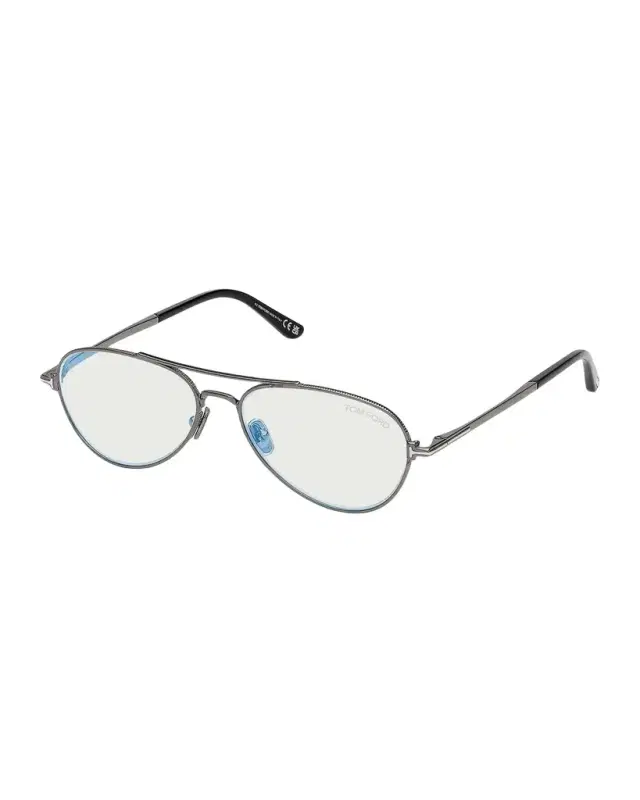 TOM FORD 56MM Blue Block Aviator Eyeglasses