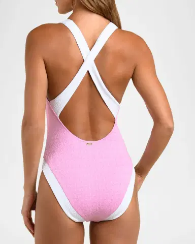 L'Agence Colorblock Chic Lisa Plunge One-Piece Swimsuit | Thumbnail 2