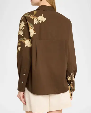 Vince Floral Long-Sleeve Cotton Shirt | Thumbnail 2