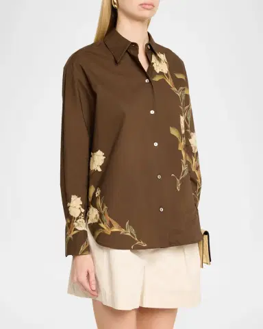 Vince Floral Long-Sleeve Cotton Shirt | Thumbnail 3