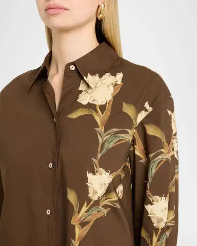 Vince Floral Long-Sleeve Cotton Shirt | Thumbnail 4